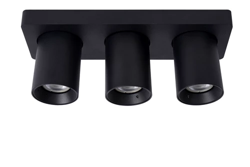 Lucide NIGEL - Spot plafond - LED Dim to warm - GU10 - 3x5W 2200K/3000K - Noir - éteint